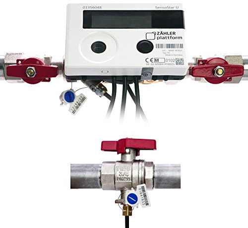 ZÄHLER plattform Set Wärmezähler SensoStar U Eichung 2026 Nenndurchfluss Qn 0,6 m³/h, Anschluss 3/4 Zoll, Baulänge 110 mm mit Einbausatz 3/4 Zoll
