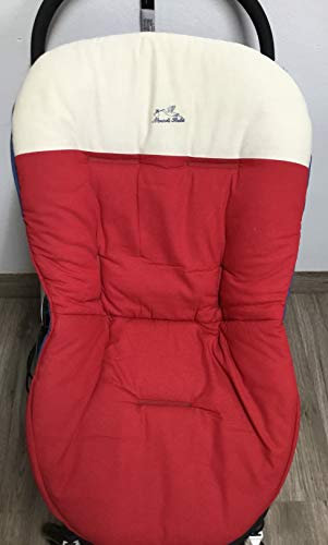 Colchoneta para silla de paseo universal reversible rojo beig azul Funda silla de coche. Mundi Bebé.
