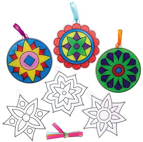 Baker Ross AX313 Diwali Suncatchers - Pack of 10, Educational Arts and Crafts for Children, Rangoli, Festival of Lights