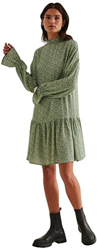 NA-KD Minivestido con Detalle de Volantes Vestido Informal, Flor Verde, 44 para Mujer
