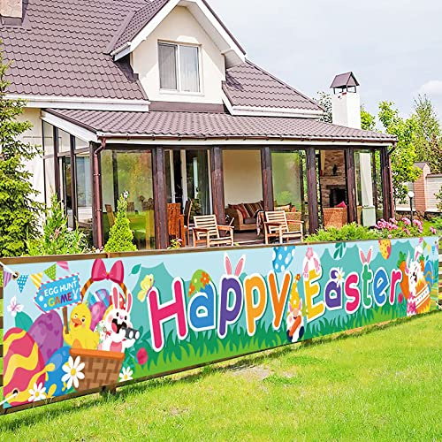 DPKOW Divertente Buona Pasqua Striscioni Decorazione per Giardino Esterno Decorazione di Pasqua, Uovo Caccia Gioco Decorazioni, Pasquali Poster attività Decorazione, Pasqua Parete Tavola Decorazione
