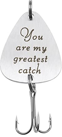 Create idea Personalisierter Drillings Angelhaken Edelstahl Angelhaken Gravur Worte Sie sind Mein größter Fang Romantisches Geschenk für Freund Ehemann Fischer