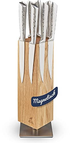 AEDEL Design Premium Magnetischer Messerblock Drehbar 360 Grad - Messerhalter Magnetisch aus edlem Eichenholz - Magnet Messerhalter Universal Unbestückt Holz