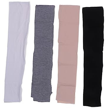 4 Paar Sonnenhandschuhe für Damen, UV-Schutz Fingerlose Handschuhe, Lange Sonnenschutzhandschuhe FüR Radfahren, Autofahren, Golf, Joggen, Klettern, Baumwolle, Schwarz, Weiß, Hellgrau, Hautfarbe