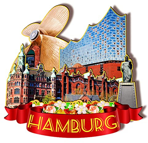 Hamburg Deutschland Holzmagnet 3D Kühlschrankmagnete Reise Sammlerstück Souvenirs Dekorationen Handarbeit Handwerk