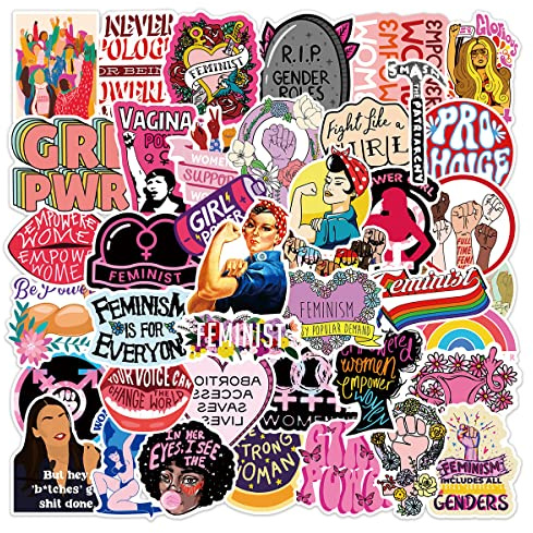 50 adesivi Feminism per valigia, skateboard, laptop, computer, bottiglie d'acqua, auto, ragazzi, ragazze, decalcomania, impermeabile