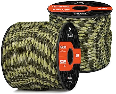 Abma Cord Paracord 620lbs 4mm 30M 100% Nylon Seil Typ 3 Schnur mit 9 Kern | Max 280kg (620lbs), Basteln, Camping, Survival, Outdoor