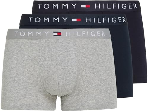 Tommy Hilfiger Pack de 3 Calzoncillos Bóxer Trunks para Hombre Ropa Interior, Multicolor (Des Sky/Grey Htr/Des Sky), L