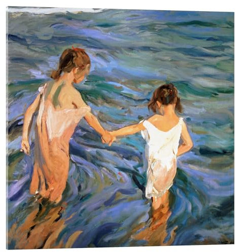 Posterlounge Kinder im Meer Acrylglasbild von Joaquín Sorolla y Bastida 30 x 30 cm Blau Wandbilder Wanddeko