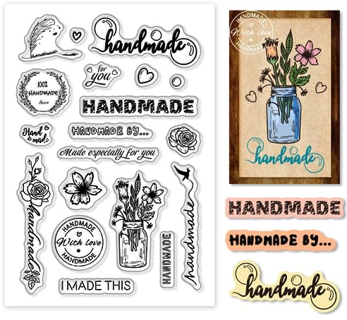 PH PandaHall Word Clear Stamps Handgefertigte Text Gummistempel Transparente Silikonstempel PVC Kunststoff Klare Stempel Für Die Kartenherstellung Fotoalbum Dekoration Und DIY Scrapbooking 11x16cm
