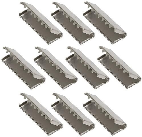AERZETIX - C68089 - Juego de 10 puntas extremos de correa con garras para engarzado 30x9mm - cierres/clip-pinza para bandolera tirantes cinturón - color plata - en metal
