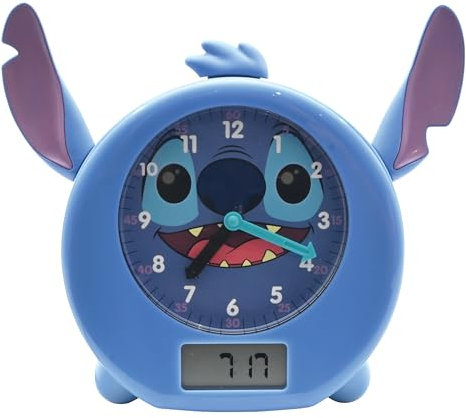 Lexibook, Disney Stitch, Mon Compagnon de Nuit Éducatif, Réveil, veilleuse, similateur d'aube et conteur d'histoires, avec câble Secteur, Bleu, RLT100D
