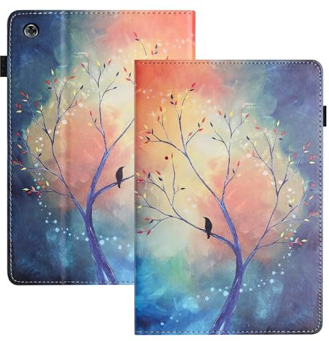 LSPCASA Schutzhülle Für Huawei Mediapad M5 Lite 10.1 Zoll Ständer Tasche Huawei Mediapad M5 Lite Hülle Mit Kartenfächern Klappschutzhülle Mit Magnetische Schnalle Baum