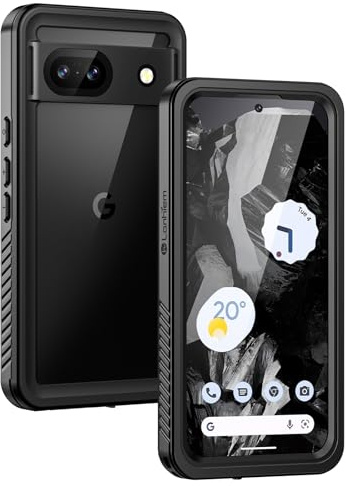 Lanhiem für Google Pixel 8A Hülle IP68 Wasserdicht Stoßfest | Handyhülle Pixel 8A, 360 Grad Schutzhülle, Staubdicht Outdoor Panzerhülle, mit Eingebautem Displayschutz, Schwarz