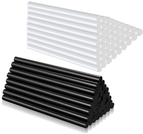 100 Barras Silicona Caliente7 x 100 mm, barras de pegamento caliente transparentes,pegamento caliente para reparaciones de bricolaje para pegar madera, plástico, cerámica (blanco + negro)