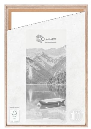 CLAMARO 'SFR35' Schattenfugenrahmen für DIN A1 (59,4 x 84,1 cm) Keilrahmen | Eiche Sonoma | MDF-Holz Bilderrahmen für Keilrahmen Leinwände inkl. Aufhänger und Montagematerial