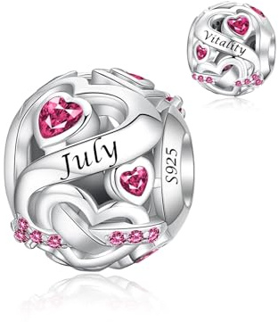 Alstiva Geburtsstein Charm 925 Sterling Silber 5A Zirkonia Anhänger für Europäische Armbänder und Halsketten - Schmuck Geschenk für Damen