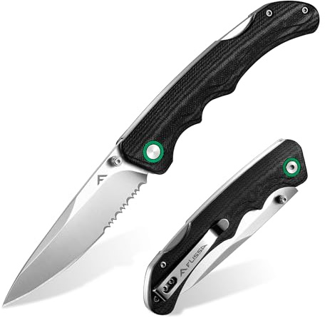 FLISSA Taschenmesser Klappmesser mit G10-Griff, 14C28N Edelstahlklinge, Scharfes Outdoor Messer, Klappbares Taschenmesser für Camping Wandern Reisen