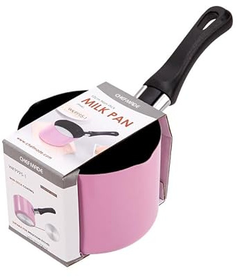 550ml/0.5 Quart Nonstick Sauce Pan, Baby Milk Heating Pot with Pour Spouts for Gas, Electric & Induction Stoves, Portable Small Cooking Pot for Melting Butter, Chocolate, Making Porridge (Pink)