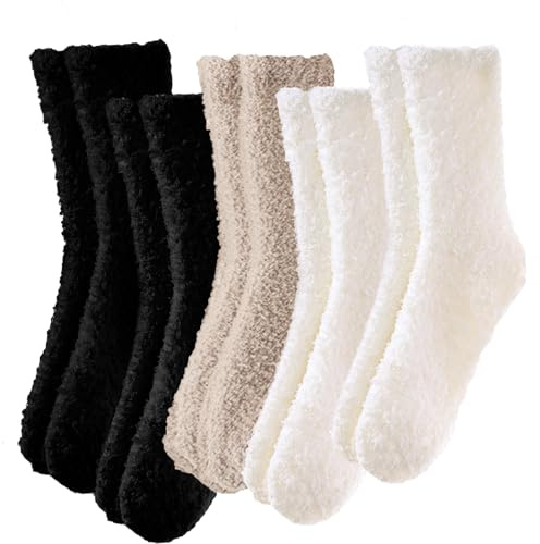 Josnown Chaussettes moelleuses douces et confortables pour femme, chaussettes de lit thermiques pour femme, cadeaux de Noël, maman, fête des mères, Taille 35-41
