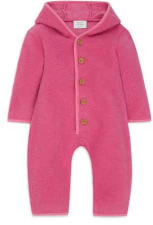 Stellou & friends Baby Walkoverall mit Holzknöpfen aus hochwertigem Wollwalk, weicher & kuscheliger Overall aus 100% Schurwolle, perfekt für den Frühling, Herbst & Winter, bubblegum 50/56