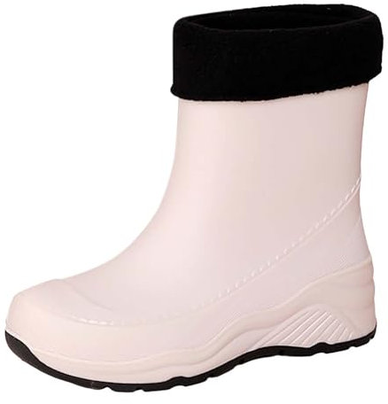 Stivali in Gomma Donna Per Pioggia Colorati Antiscivolo, Stivali Pioggia Donna Leggere Con Pelo Ankle Boot da Lavoro Tinta Unita Stivaletto Donna Invernale Bassi Tronchetti Donna Outdoor