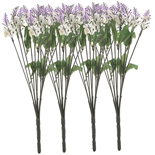 Cabilock 4stücke Kunstlavendel Blumenstrauß Kunstblumen Für Hochzeiten Partys Dekoration Pflegeleichte Lebensechte Kunstpflanzen Faux Lavendel Für Zuhause Und Büro