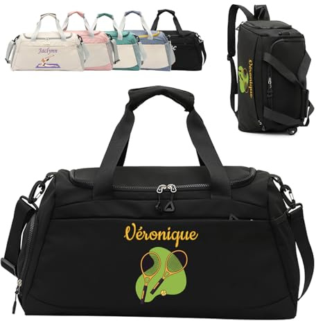 Personalisierte Reisetasche mit gesticktem Namen und farbigem Logo, Sporttasche für Yoga und Tanz, 3-in-1-Sporttasche, Wochenendtasche für Damen und Herren, mit Schuh- und Nasswäschefach