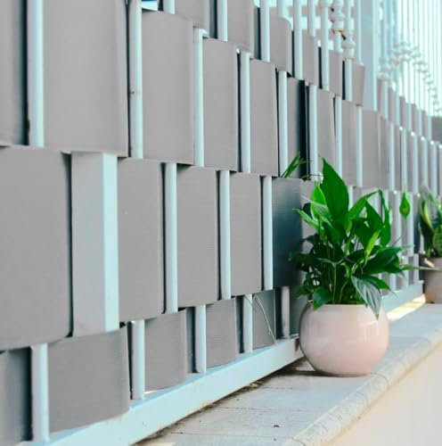 Frangi Sichtschutzmatte aus PVC für Balkon und Garten, weiß, sehr robust (25 m x 19 cm, Fenstergrau RAL 7040)