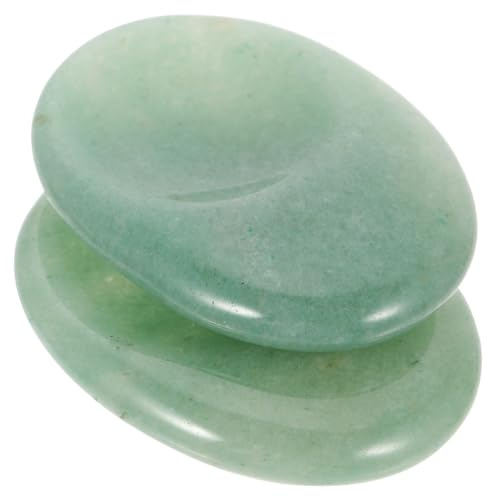 FOYTOKI Natural Green Aventurine Thumb Stone 2pcs Oval Shape Portable Relief Massage Stone for Stress and Anxiety Relaxation Household Finger Scraping Plate