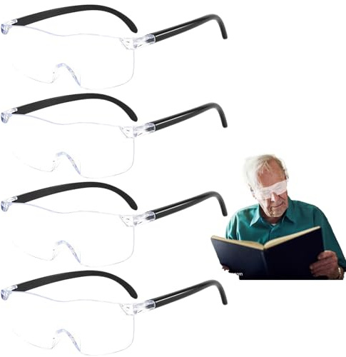 Lupenbrille für Brillenträger, 4 Stück Vergrößerungsbrille, 300%, 500%, 800%, 1000%, Vergrößerung Ideal Für Handarbeit, Lektüre, Detailarbeit und Ältere Menschen