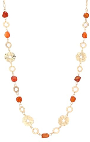 Collier femme en or à longue chaîne avec perles de pierres naturelles irrégulières, bijou élégant pour mariage, fête, cadeau d'anniversaire, bijoux fantaisie or, 40 cm, Pierre, Pas de gemme