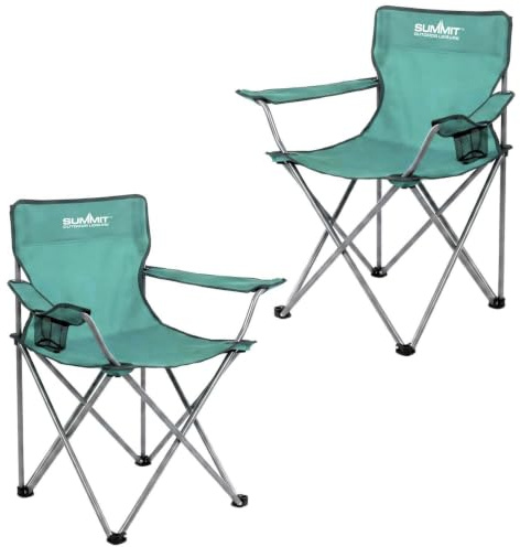 Folding Camping Chair With Cup Holder | Carry Bag | 2 Set Light Green