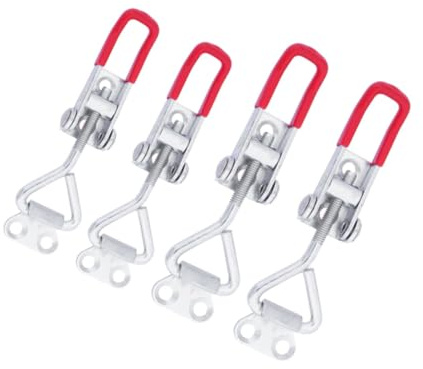 SHINEOFI 4 Pcs Adjustable Metal Toggle Latch Clamp Heavy Duty Vertical Toggle Clamps for Cabinets Doors Boxes and Cases Steel Side Mount Hold Down with Plastic Grip for Home Workshop and