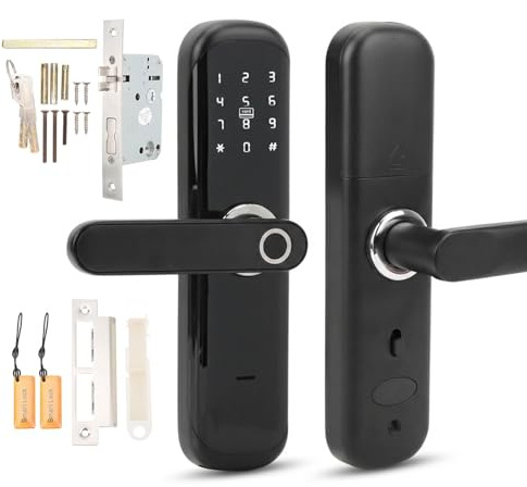 Serrure Electronique Gache Portillon Exterieur, Verrou Connecté 12V, Empreinte Digitale et Code, APP Sans Fil Serrure Biometrique- Sécurité Anti-effraction, Idéale Smart Lock Porte d'Entrée