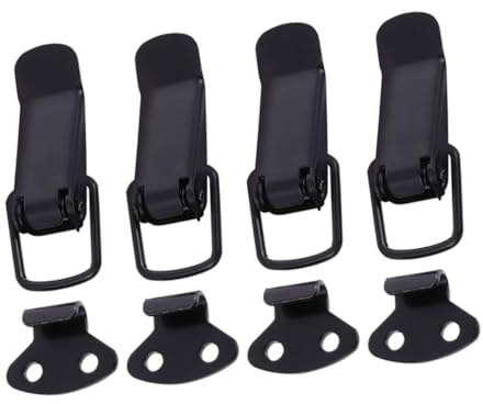 Loquet de Meuble à Ressort en Fer Noir, Lot de 4 Set de Set de Pièces | 4 Sets, 16 Vis Incluses, Fermeture Sécurisée, Usage Domestique et Industriel pour Portes et Armoires