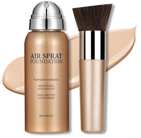 Airbrush Flawless Foundation For Mature Skin, Silky Mist Spray Full Coverage Foundation, Korean Makeup Long-Lasting, Buildable Coverage, Flawless Natural Finish, Moisturizing Makeup Base Cream