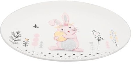 Cabilock Assiette Céramique avec Motif Lapin Mignon Plat de Service Dessert Original pour Repas Famille et Compatible Table et Restaurant