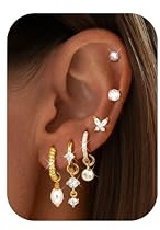6 Paar Ohrringe Set Hypoallergen Medizinische Ohrstecker Creolen Gold Chirurgenstahl Ohrringe Hängend Flatback Ohrstecker Silber Wasserfest Rook Tragus Helix Piercings Ohr-Schmetterling