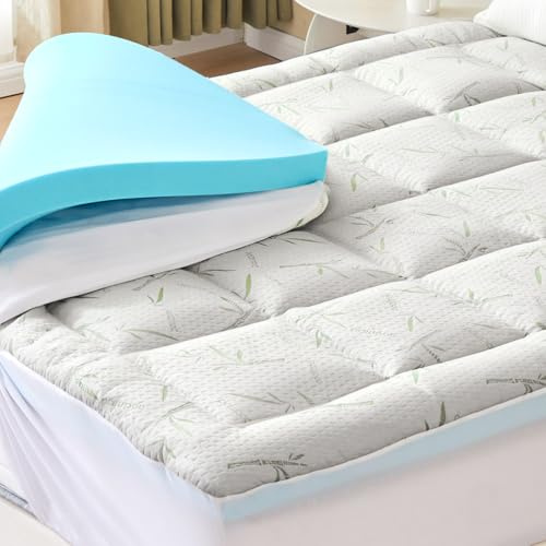 KMFurnila Mattress Topper, Premium Dual Gel Memory Foam Topper for Enhanced Sleep, Cooling & Breathable Comfort, Pressure Relief, Medium Firm Support for All Sleepers, CertiPur-US Certified, Twin
