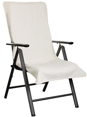 Brandsseller Funda de Rizo para Silla de Jardín 65x130 cm – Toalla XL 100 % Algodón como Funda Protectora para Cojín de Asiento – Antideslizante, Lavable, Certificada Oeko-Tex - Écru