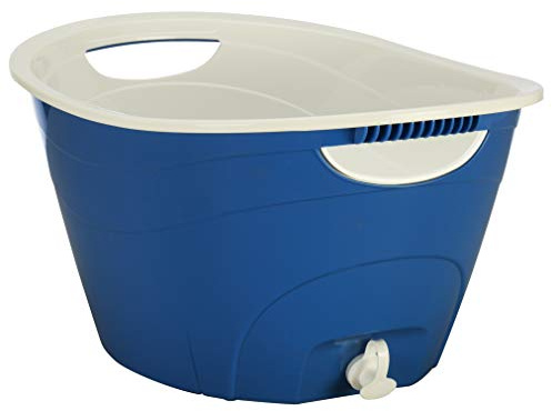 CreativeWare Double Walled Party Tub with Drain Spout, 4.375 Gallon, Royal Blue