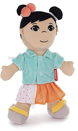 Miniland 96319 Diversity Stoff-Puppe Asiatisches Mädchen mit verschiedenen Knöpfverschlüssen