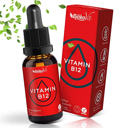 BjökoVit VITAMIN B12 VEGAN Tropfen - Hochdosiert & Alkoholfrei - 900 vegane Tropfen mit 250µg Methylcobalamin pro Tagesdosis
