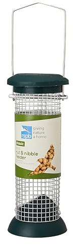 Peanut Feeder for Birds, Hanging Bird Feeder, Easy to Clean, Also Suitable for Feeding Suet Nibbles and Sprinkles, Durable with Metal Mesh (330g) - RSPB