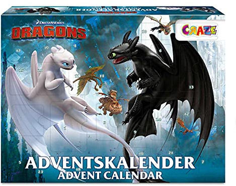 CRAZE Adventskalender DRAGONS 3 Kinder Weihnachtskalender 2021 Drachenzähmen für Jungen & Mädchen Spielzeugkalender Tolle Überraschungen 24645