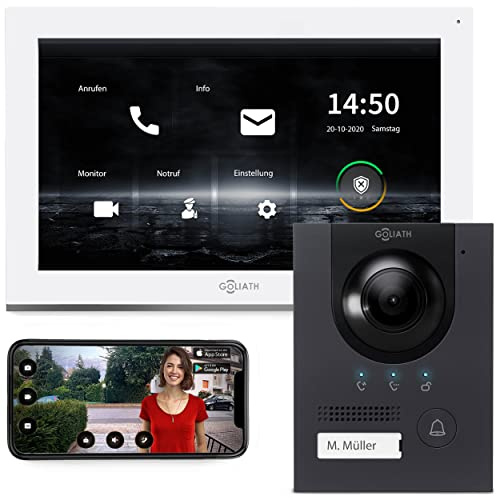 GOLIATH® PRO IP - Türklingel & Türsprechanlage mit Kamera [UNTERPUTZ TÜRSTATION] - Klingel mit Kamera & 10 Zoll Monitor - Doorbell Camera - Video Sprechanlage mit Türöffner - Videotürklingel