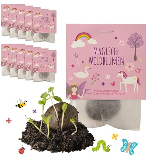 10x Einhorn Samenbomben als Mitgebsel Kindergeburtstag Mädchen 4 bis 8 Jahre - Einhorn Geschenke für Mädchen & Blumensamen Mitbringsel Kindergeburtstag - Kleine Geschenke für Kinder - Made in Germany