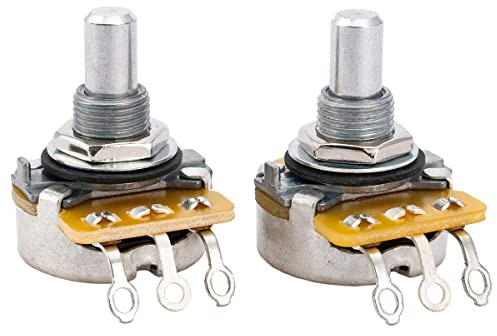 CTS 450 A250K Pots Solid Standard Shaft 3/8 Inch 10% Audio Taper Potentiometers for Electric Guitar Bass (Set of 2) | Potentiometers for Electric Guitar Bass