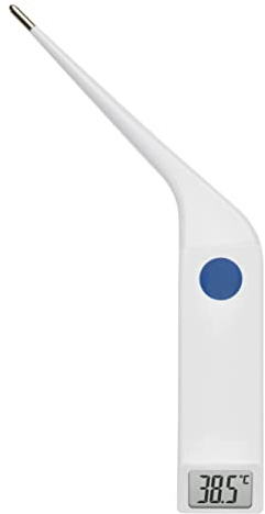 TFA Dostmann Digital veterinärtermometer VET 112, 15.2019, för febermätning hos stora djur, IP67 vattentät, med avläsningsförvaring, vit
